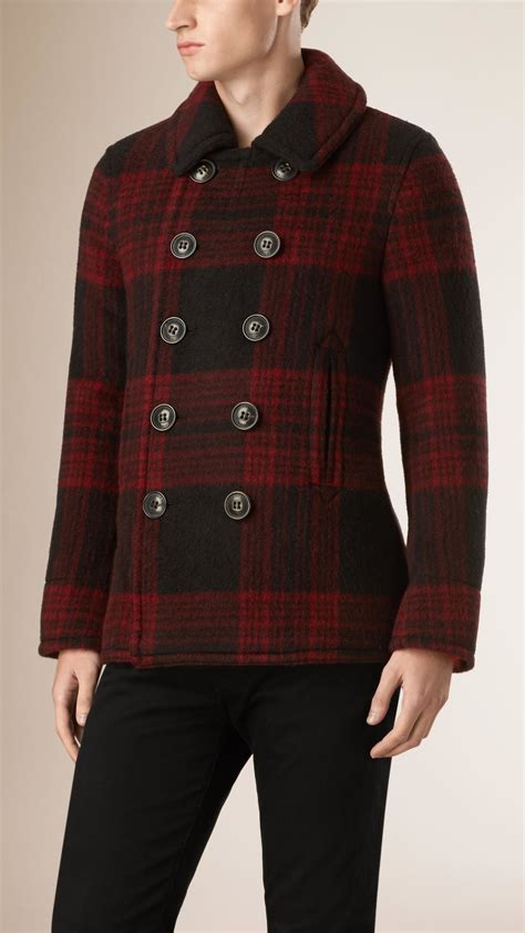 burberry wool peacoat red|net a porter burberry jacket.